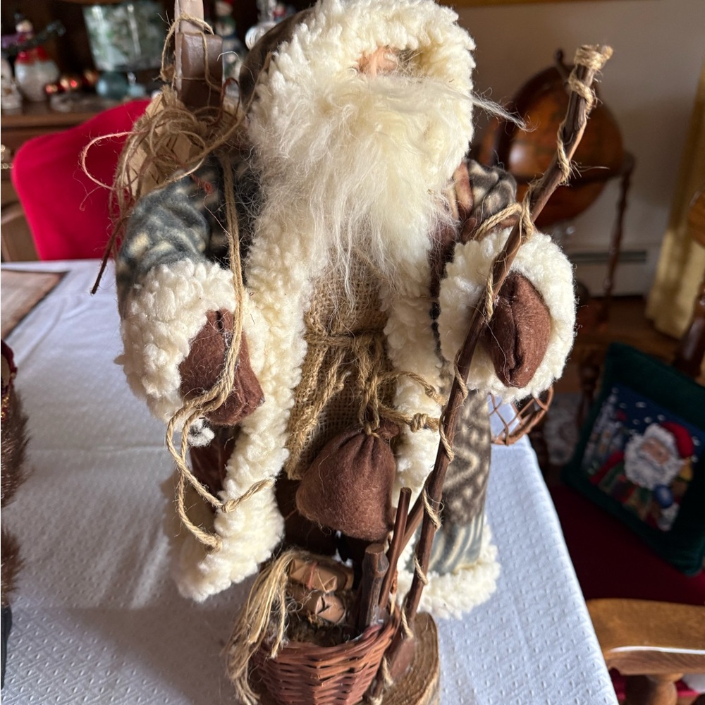 Rustic Santa Claus Figurine with Brown Accents